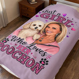 Velveteen Plush Blanket — "Just a Girl Who Loves Her Poochon" Personalized Photo Dog Lover Throw MUST MESSAGE ME DIRECTLY TO ORDER. DO NOT ORDER FROM WEBSITE PLEASE