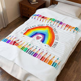 Teacher Rainbow Blanket — "It Takes a Big Heart to Help Shape Little Minds" Velveteen Plush Throw