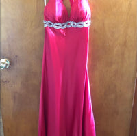 Elegant Red Halter Dress with beaded details and embellishments