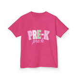 Pre-K Kids Tee — Pink Striped "PRE-K" Back to School Shirt