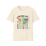 Teacher Battery Life T-Shirt — Cute Colorful Weekday Energy Graphic Tee