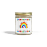 Coconut Apricot Scented Candle (4oz & 9oz) — Hand-Poured Coconut Apricot Wax Jar — Rainbow Label — Gift for Teachers