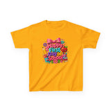 Kids Tee — "Happy First Day of School" Colorful Back-to-School Shirt
