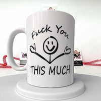 White and Black Ceramic Mug with Funny Hand-Drawn Design