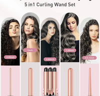 BESTOPE PRO Waver Curling Iron Wand, 5 in 1 curling wand set, 3 barrel hair crimper. Fast Heating Hair Wand Curler and Crimper.