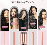 BESTOPE PRO Waver Curling Iron Wand, 5 in 1 curling wand set, 3 barrel hair crimper. Fast Heating Hair Wand Curler and Crimper.