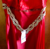 Elegant Red Halter Dress with beaded details and embellishments