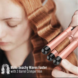 BESTOPE PRO Waver Curling Iron Wand, 5 in 1 curling wand set, 3 barrel hair crimper. Fast Heating Hair Wand Curler and Crimper.