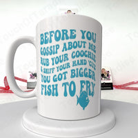 White and Blue Humorous Fish-Themed Mug