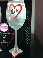 Mr. & Mrs. Stemmed Wine Glass Box Gift Set
