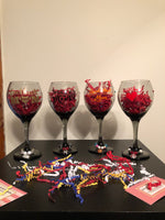 Set of Four Sports Mom Glasses with Wine Charms