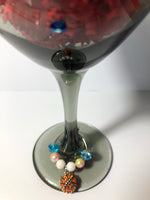 Set of Four Sports Mom Glasses with Wine Charms