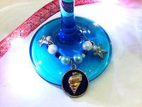 Ocean Blue Beach Theme Wine Glasses and Charms