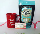 “I Love You A Latte” Coffee Mug With A Bag Of Coffee