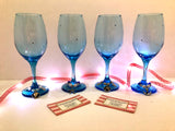 Ocean Blue Beach Theme Wine Glasses and Charms