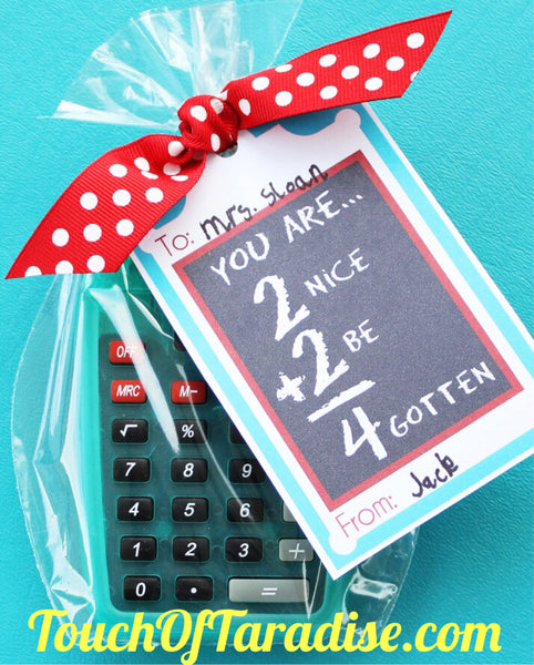 Personalized Calculators with a fun “equation” gift tag