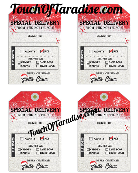 “Special Delivery from the North Pole” 10 Santa gift tag