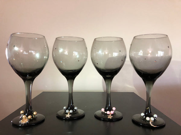 The Sun Moon And Stars Wine Glasses and Charms