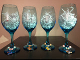 Butterfly Wine Glasses with Wine Charms